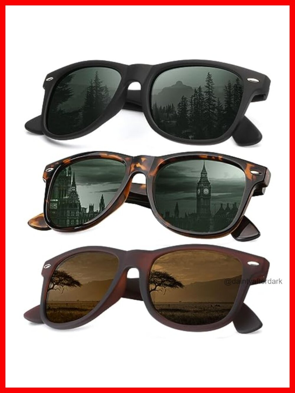 Polarized Sunglasses 3 Pack UV400 Protection Unisex Rectangular